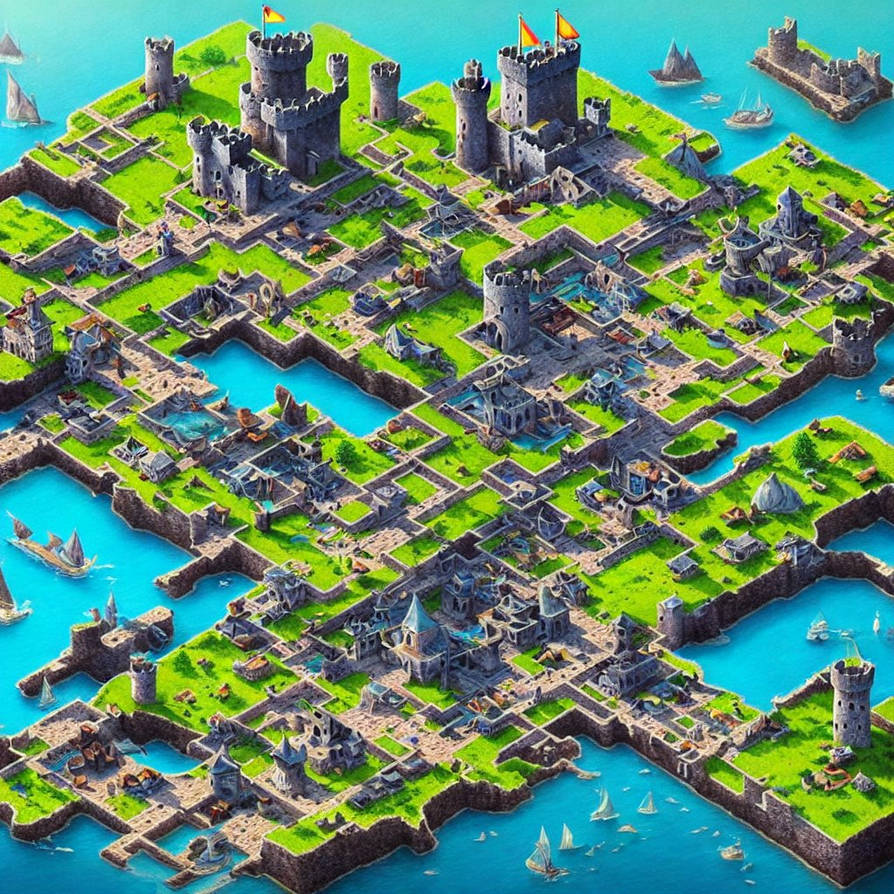 Isometric-island-map-with-fantasy-village-and-a-ca by ziggyxdust on ...