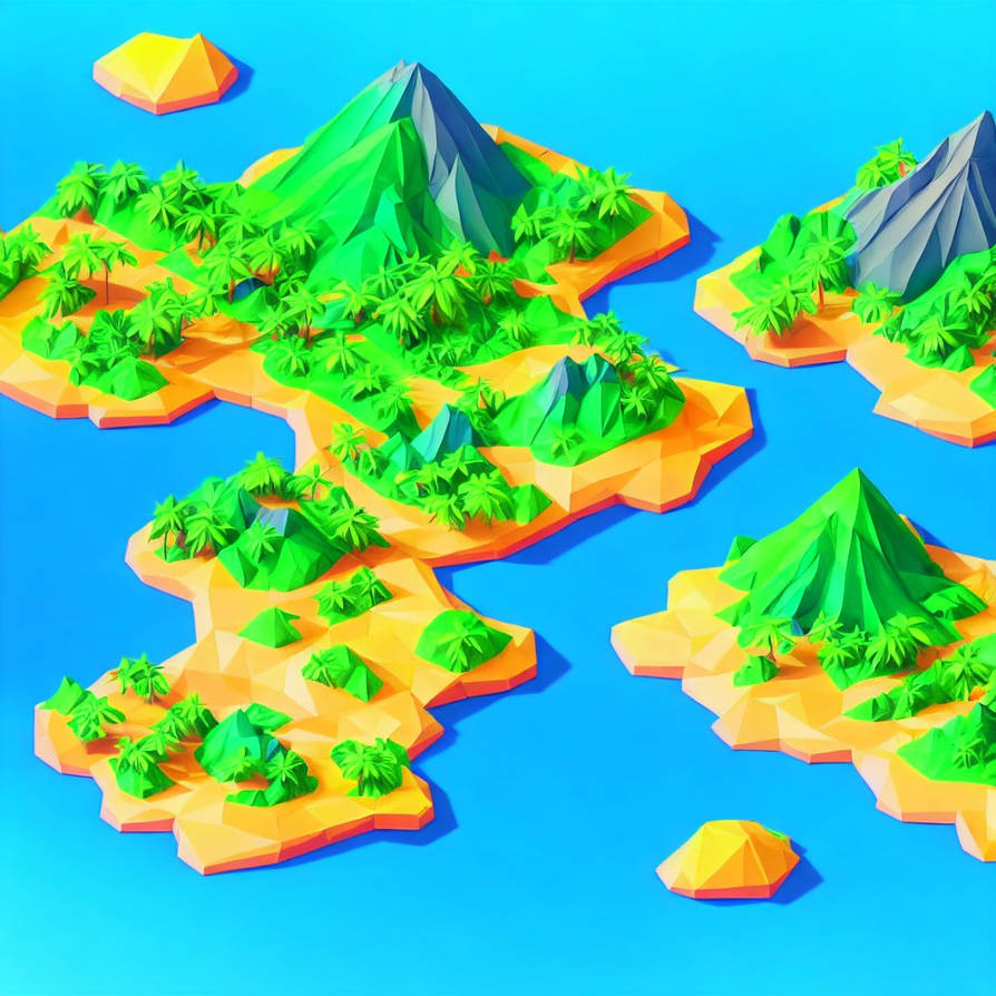 Isometric-tropical-island-with-volcano-map-low-pol by ziggyxdust on ...