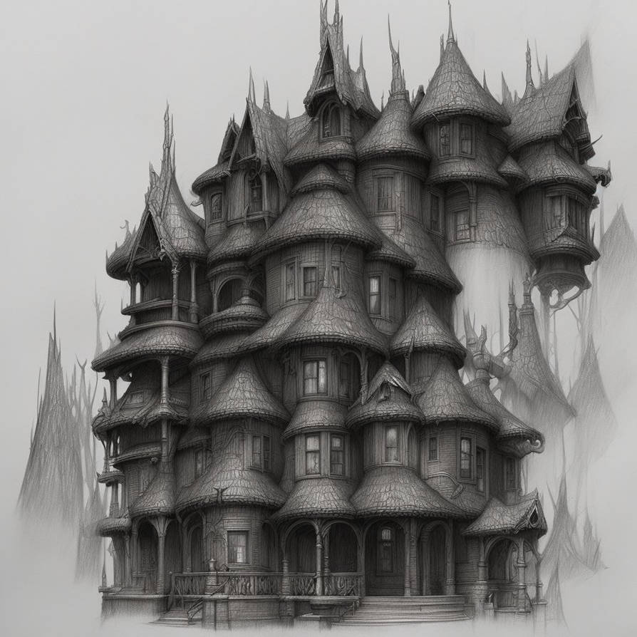 Pencilsketchonpaperofafantasyhousetrending by ziggyxdust on