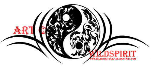 Yin Yang Tribal Wolf Tattoo