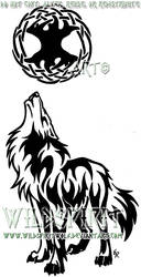 Wolf And Celtic Tree Tattoo