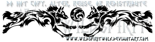 Tribal Running Wolves And Moon