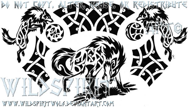 Nordic Ragnarok Tribal Wolf Tattoo