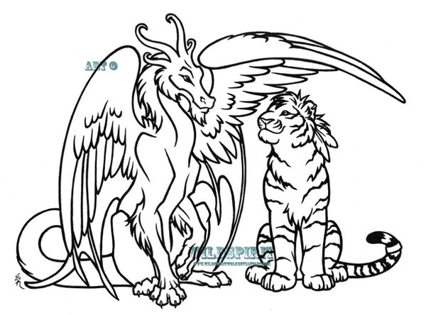 Dragon And Tiger Lineart