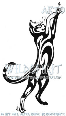 Cat And Fly Tribal Tattoo
