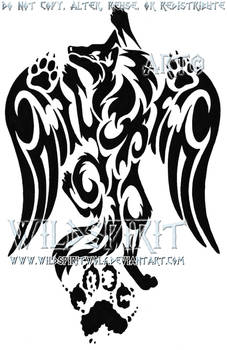 Pawprint Winged Wolf Tattoo