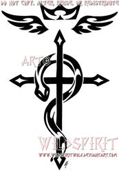 Tribal Flamel Cross Tattoo