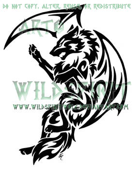 Tribal Dragon Wolf Tattoo