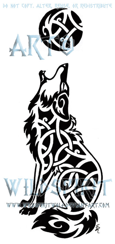 Knotwork Howling Coyote Tattoo by WildSpiritWolf