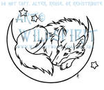 Resting Wolf In Moon Lineart by WildSpiritWolf