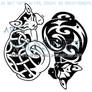 Yin Yang Starry Celtic Cats Design