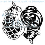 Yin Yang Starry Celtic Cats Design by WildSpiritWolf