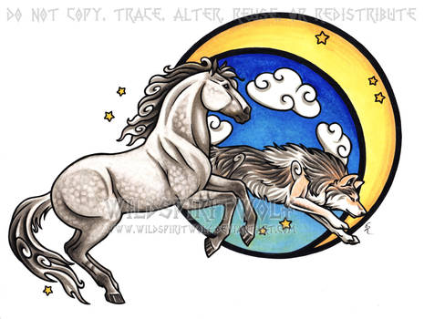 Moon Warriors - Horse And Wolf Copic