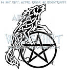 Celtic Howling Wolf And Pentacle Design