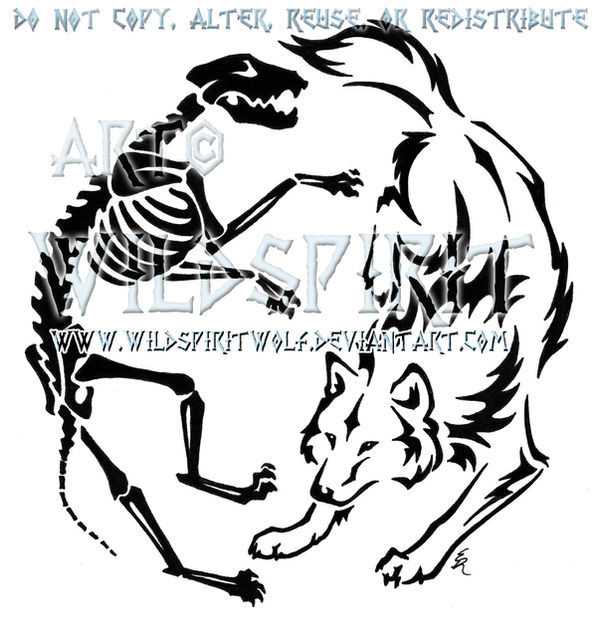 Wolven Life And Death Yin Yang Design by WildSpiritWolf