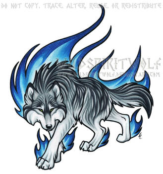 Prowling Blue Flame Wolf Commission by WildSpiritWolf