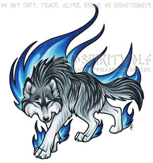 Prowling Blue Flame Wolf Commission