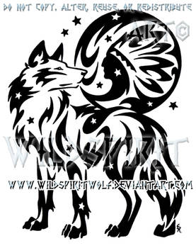 Starry Wolf And Indian Moon Design