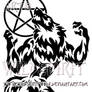 Tribal Werewolf And Pentacle Moon Design