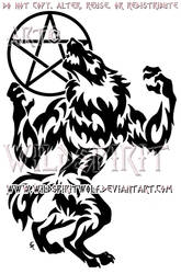 Tribal Werewolf And Pentacle Moon Design