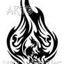 Flame Engulfed Tribal Phoenix Design