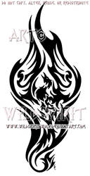 Flame Engulfed Tribal Phoenix Design