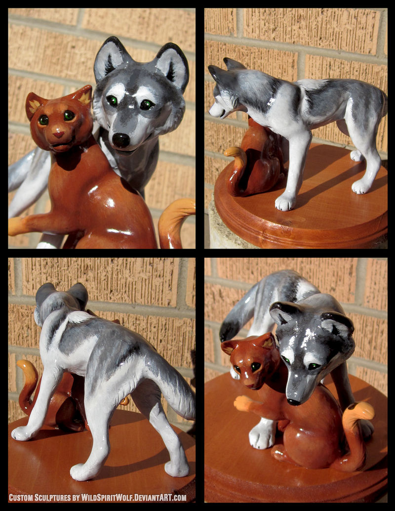 Wolf And Cat Wedding Topper