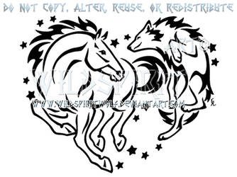 Horse And Wolf Starry Heart Design