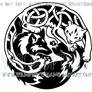 Tribal Wolf And Knotwork Snow Leopard Design