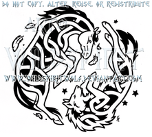 Yin Yang Knotwork Horse And Wolf