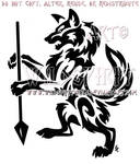 Rampant Wolf With Spear Tribal Design