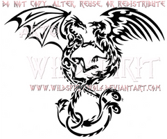 Entwined Dragon And Phoenix Tribal Design