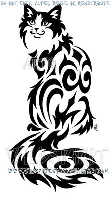 Sitting Tribal Cat Design