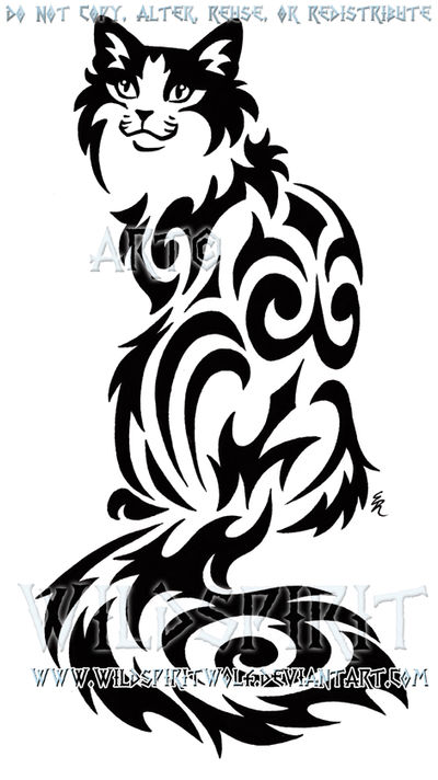 Sitting Tribal Cat Design by WildSpiritWolf on DeviantArt