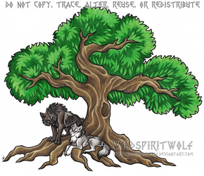 Alpha Wolf Pair Beneath Tree Of Life - Commission