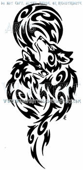 Wolf And Fox + Full Moon Tribal Design