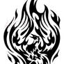 Flame Engulfed Phoenix Tribal Sleeve Design