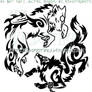 Amaterasu And Link Playful Frolic Tribal Design