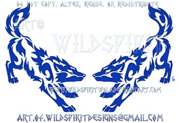 Blue Wolf Pair Tribal Design