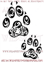 Wolf Family Paw Prints Tribal Design