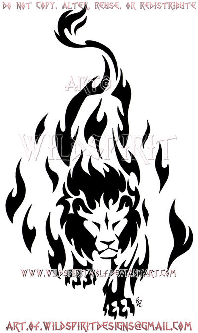 Prowling Flame Lion Tribal Design