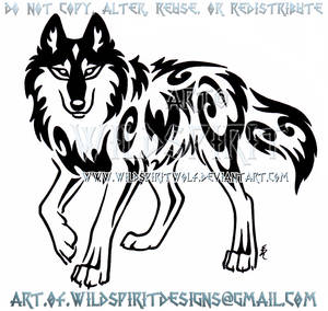 Stepping Spirit Wolf Tribal Design