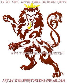 Luxembourg Rampant Lion Red Tribal Design