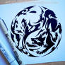 Courage + Fear Yin Yang Wolves - Tribal Design