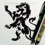 Dark Rampant Lion Tribal Design