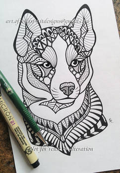 Zodiac Husky Dog Zentangle Design