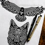 Celtic Coyote + Crow - Knotwork Design