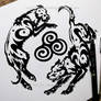 Newgrange Spiral Irish Wolfhounds - Tribal Design