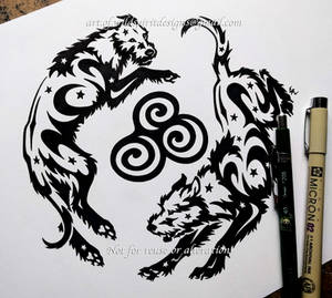 Newgrange Spiral Irish Wolfhounds - Tribal Design