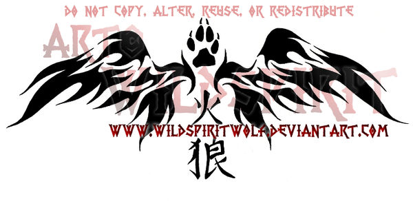 Fire Wolf Flame Wings Tattoo